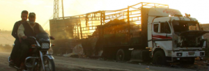 Russia and Syria deny striking UN aid convoy in Aleppo. Image Al Jazeera shows UN truck burned not bombed